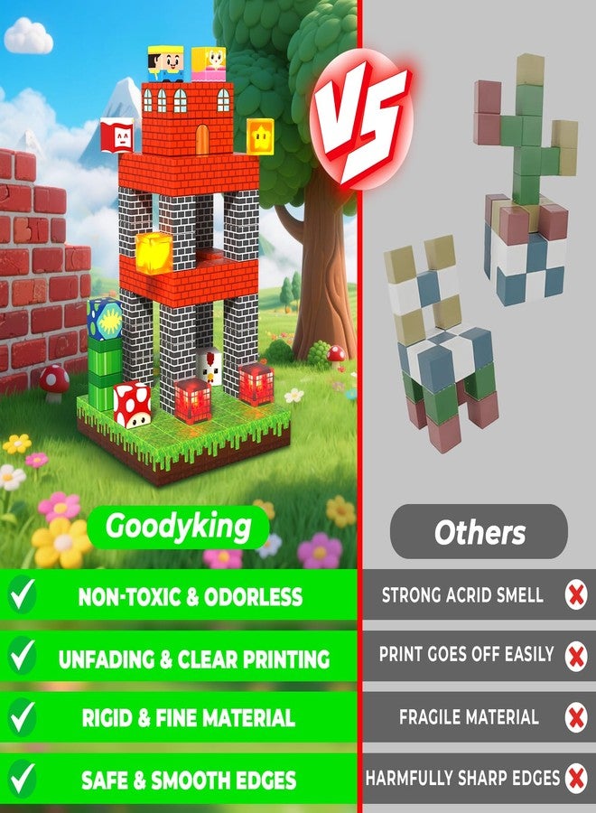 Goody King 200pcs Magnetic Blocks with Light Blocks, Educational Sensory Magnet Toy Gift, STEM Montessori Building Set for Kids Ages 3+, Creative Magnetic Cubes Construction Playset - Image 4